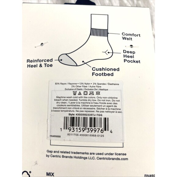 GAP Men’s Premium Cushioned Quarters Socks 4 Pairs Shoe Size 6-12 Beige Charcoal - Picture 8 of 8